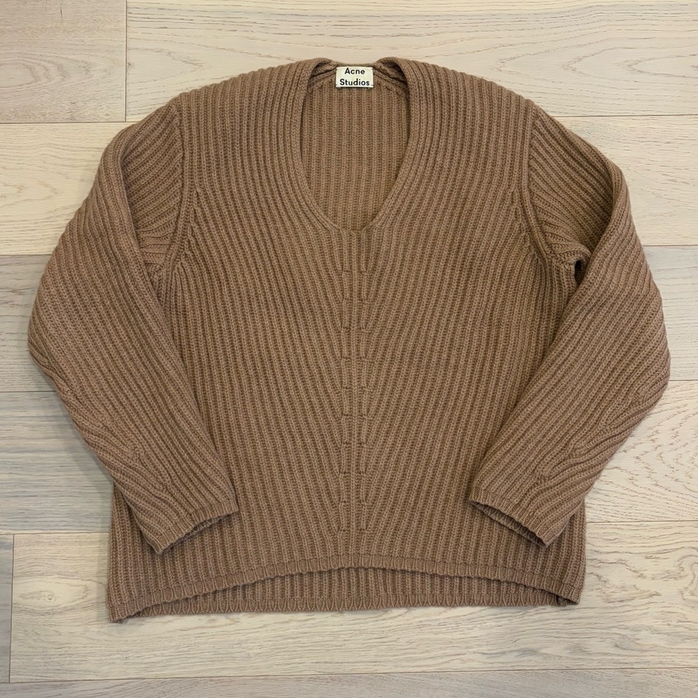 Acne Studios Deborah Sweater, Light Brown XS, chunky and oversized